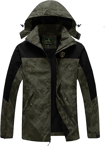 Vista 16 de GIISAM Chaqueta de lluvia para hombre, impermeable, ligera, para exteriores, rompevientos con capucha
