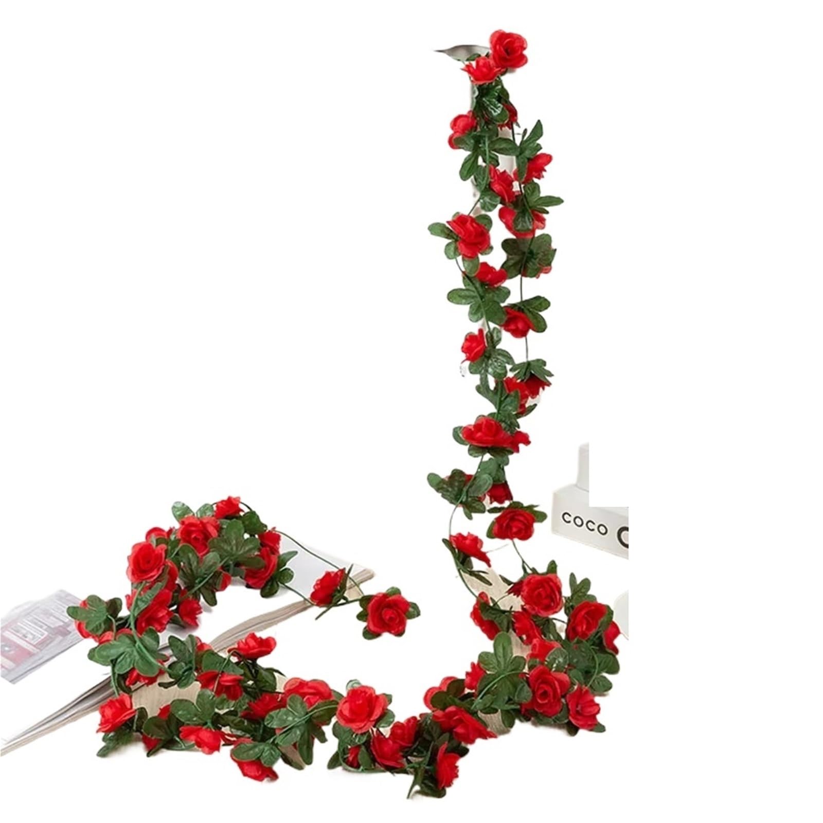 LuoAXINN Artificial Rose Vine 2Pcs Artificial Purple Rose Flower Garland