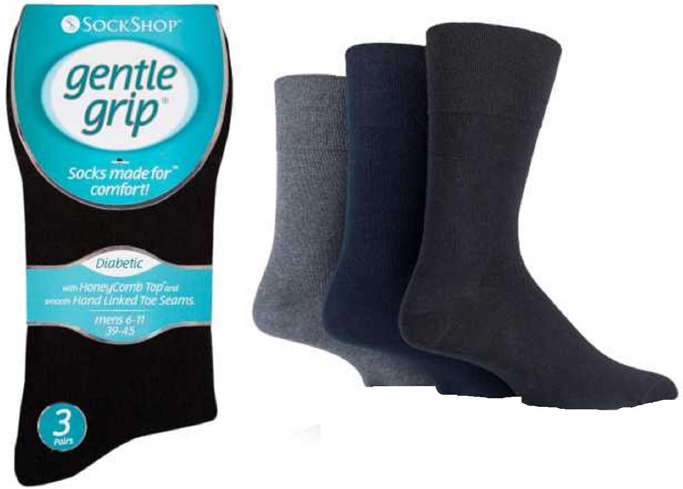 Mens Cotton Rich Gentle Grip Diabetic Non Elastic Socks With