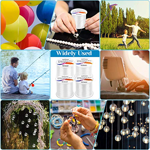 Image of Fishing Wire for Hanging, Selizo 4Pcs Clear Fish Line Fishing String Invisible Monofilament Nylon Thread for Hanging Decorations, Balloon Garland, Jewelry Making, Beading and Crafts