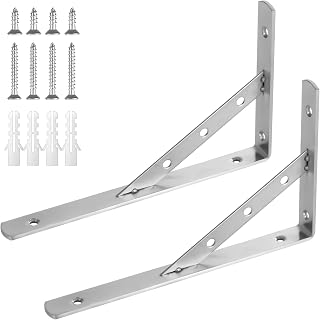 Shelf Brackets 10 Inch,2Pack Solid L Brackets Heavy Duty Shelf Brackets,90 Degree Triangle Stainless Steel Angle Bracket Max Load 440lbs, for DIY Shelf Brackets & Supports (Silver)