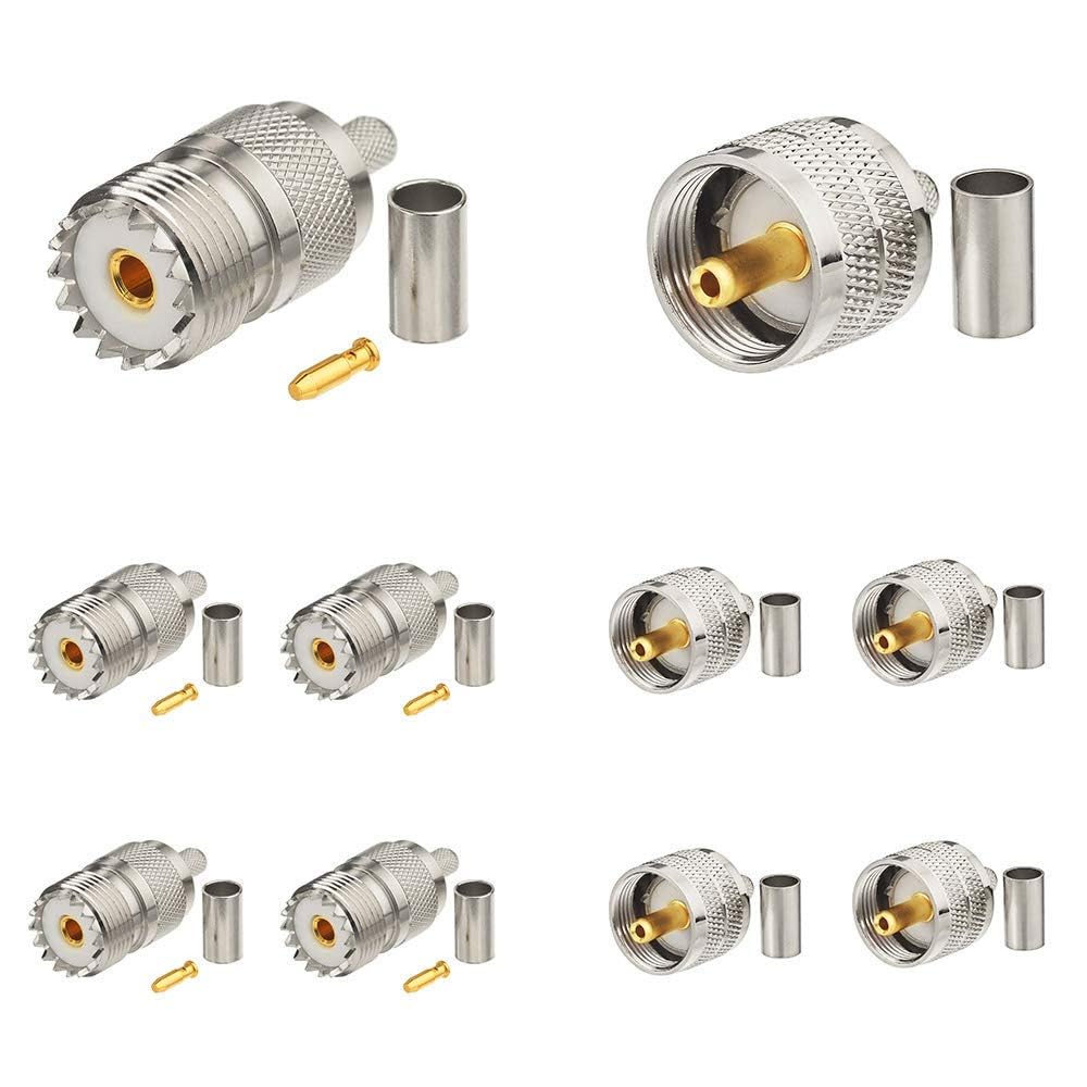 Superbat SO239 + PL259 Crimp Connector Kit PL-259 SO-239 Solder Connectors Crimp with RG58 RG142 RG400 LMR195 RG303 RG141 Low Loss Coaxial Coax Cable