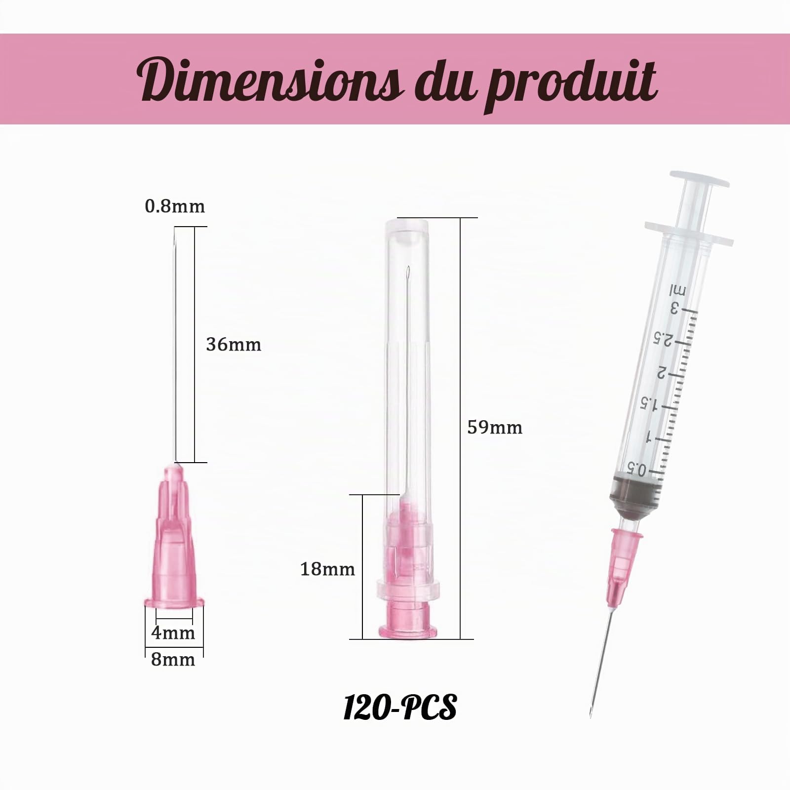 Lot de 120 Tubes de Distribution 18G(1,2x38mm) en Acier Inoxydable Emballées Individuellement pour Le Remplissage avec des Liquides Lubrifiants Colle Encre d'imprimante Bricolage Loisirs-Rose