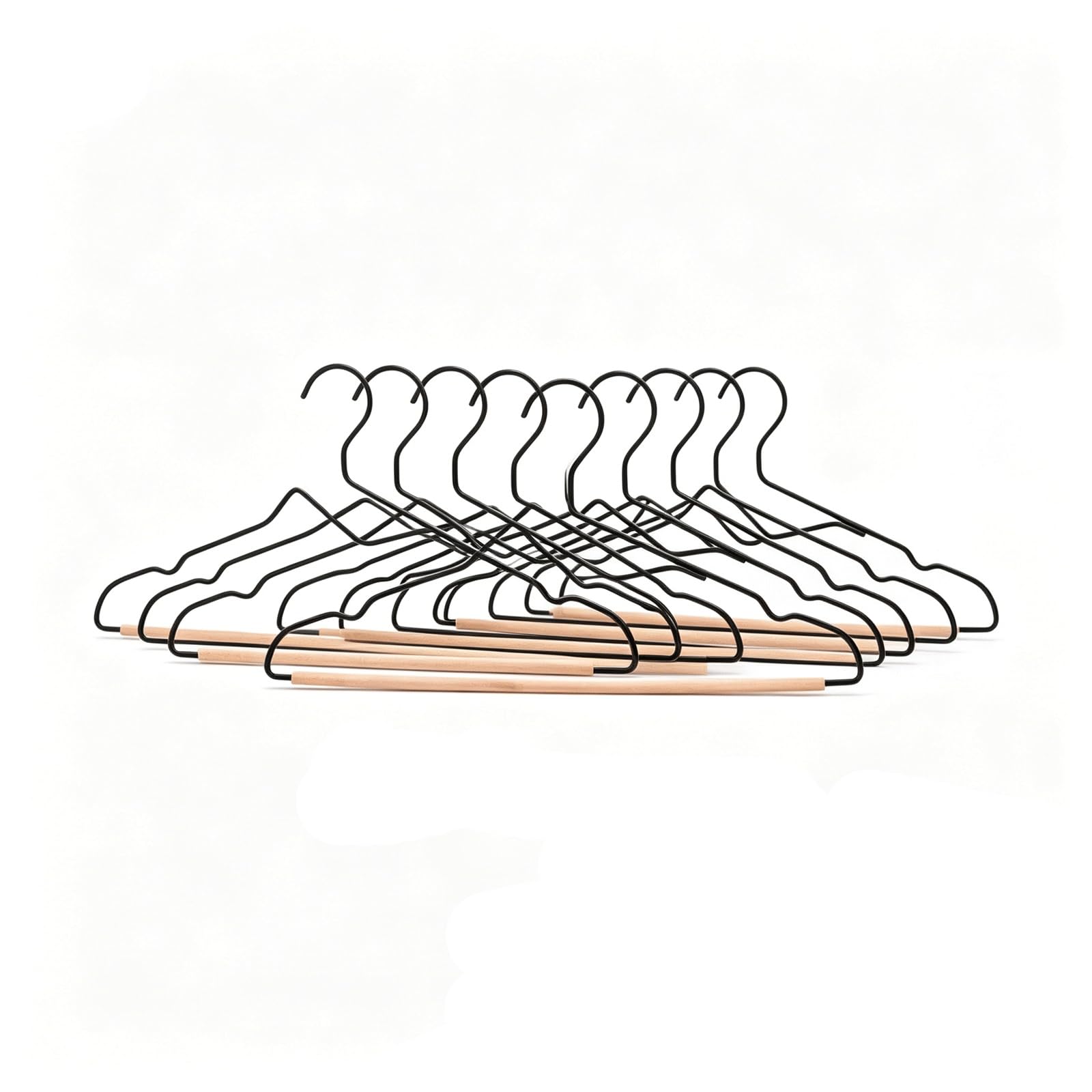 Metal Wire Hangers 10 Pack, Heavy Duty Clothes Hanger with Wooden Pants Bar, Slim Space Saving Coat Suit Hangers for Closet Wardrobe