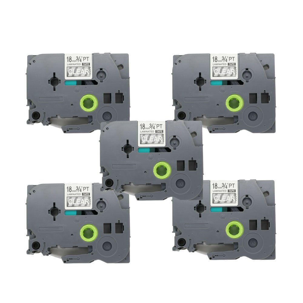 BROVACS 5 Pack White on Clear Label Tape Compatible for Brother P-Touch TZ 145 TZe 145 18mm 3/4" OPA1114Ex5