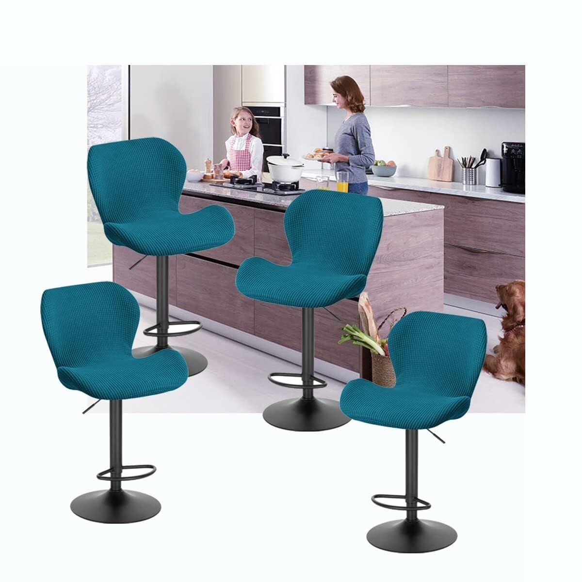 Housses de tabouret de bar pivotants avec dossier lot de 4 vert moderne