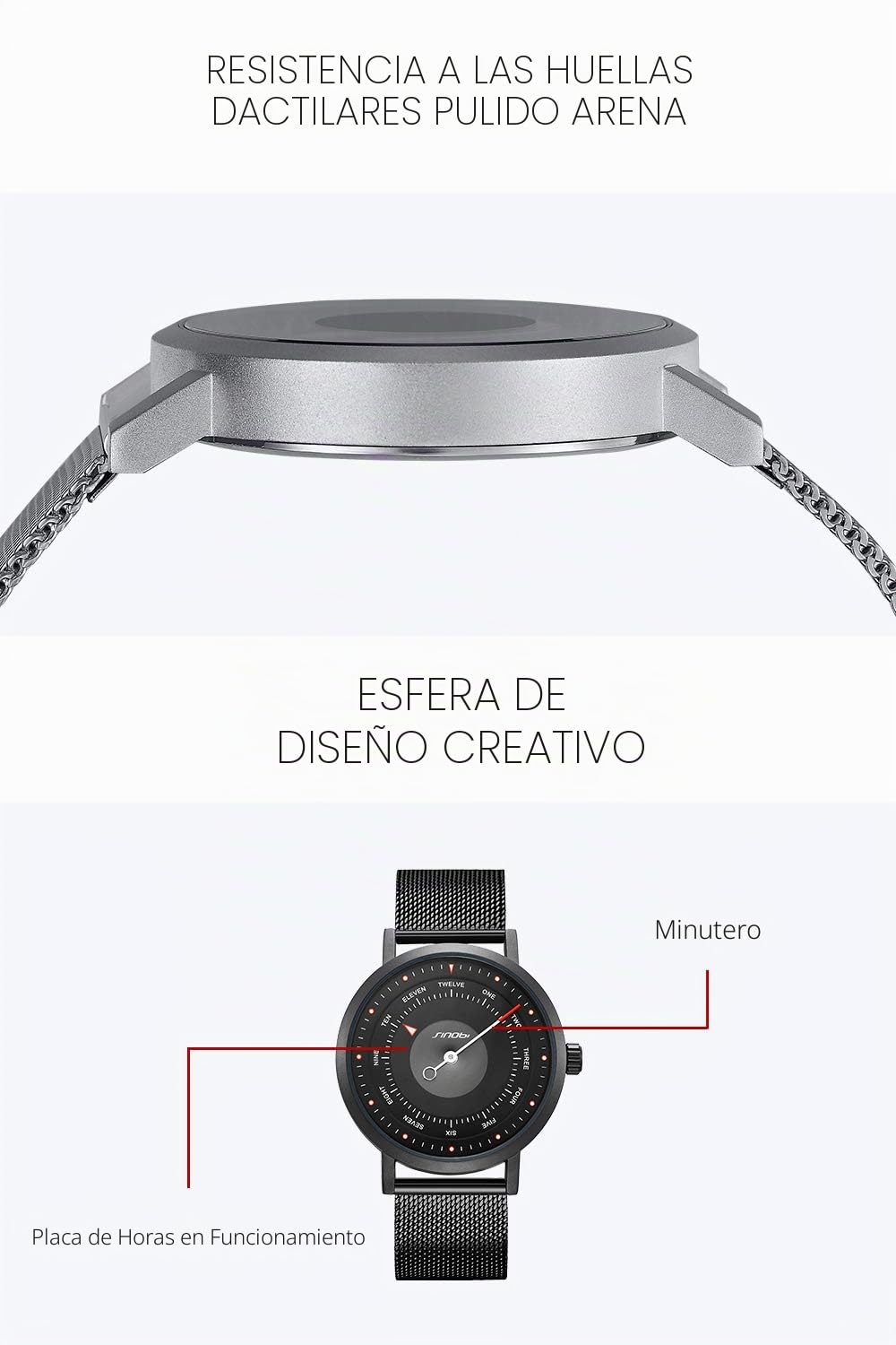 SHENGKE SINOBI - Reloj de pulsera para hombre, diseño original, de malla de acero, reloj de pulsera creativo para hombre