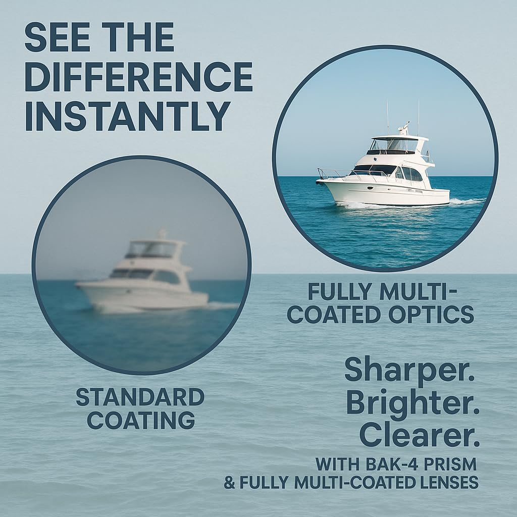 BARSKA Deep Sea Marine Binoculars – 7x50 Waterproof Floating Binoculars with Internal Compass & Rangefinder for Boating, Sailing, Fishing, Hunting - Image 7