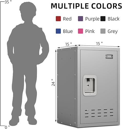 Miniatura 10 de Armario de metal, taquillas, armario de almacenamiento con cerradura con estante de casillero, gabinete de bloqueo pequeño de 24 pulgadas de alto