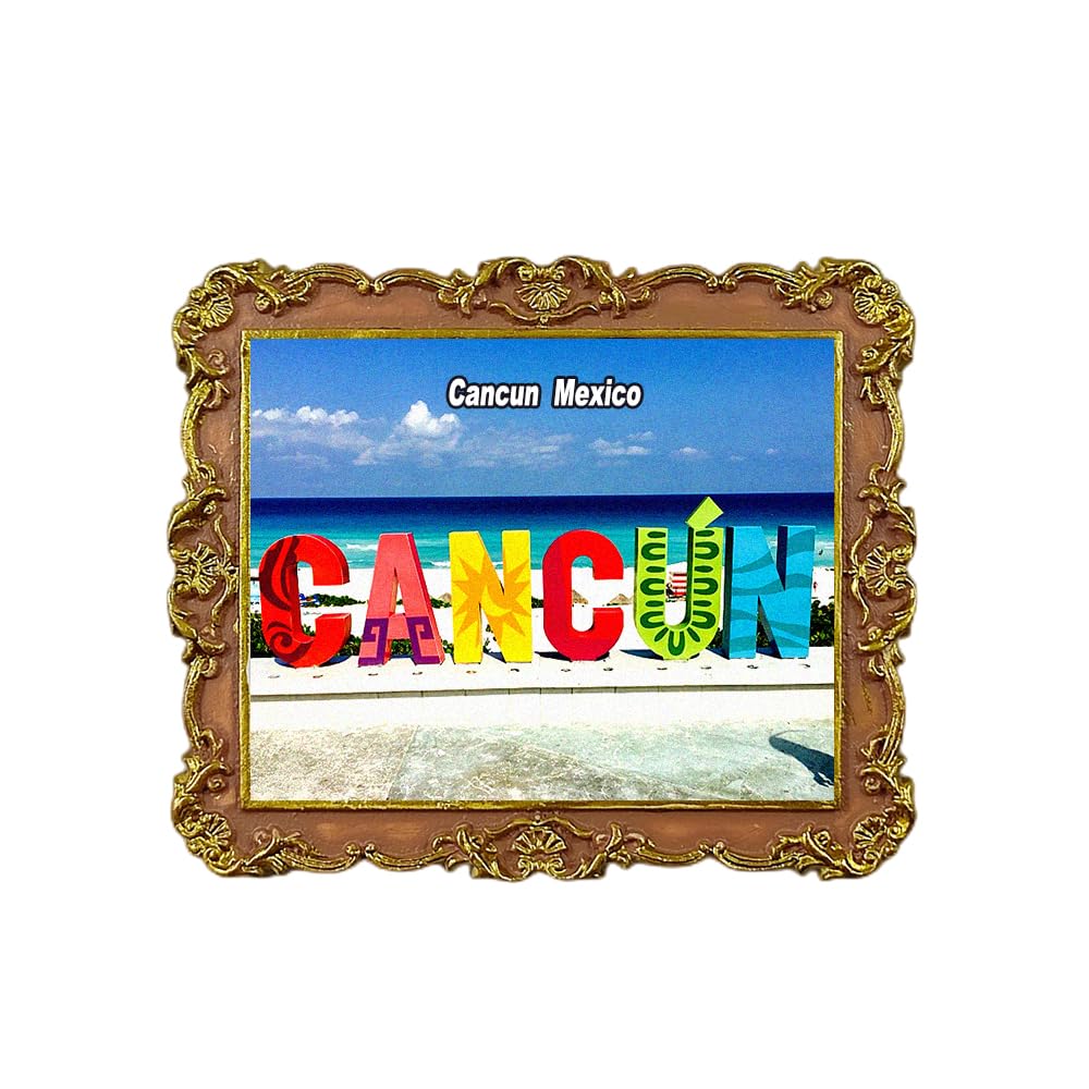 Magnete Da Frigorifero 3D Cancun Messico - Souvenir Turistico In Resina, 9x7 Cm