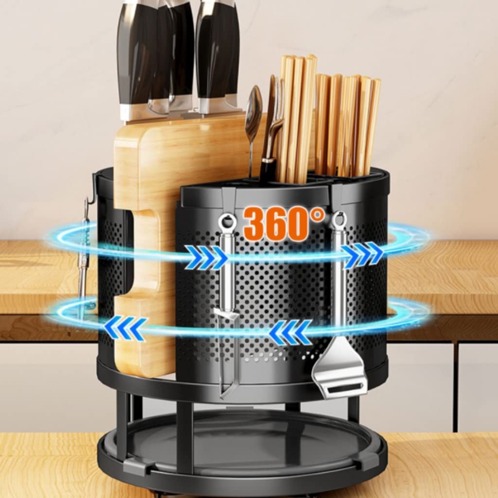 Estante giratorio multifuncional para poner cuchillos de cocina, palillos, tabla de cortar, estantes de cocina