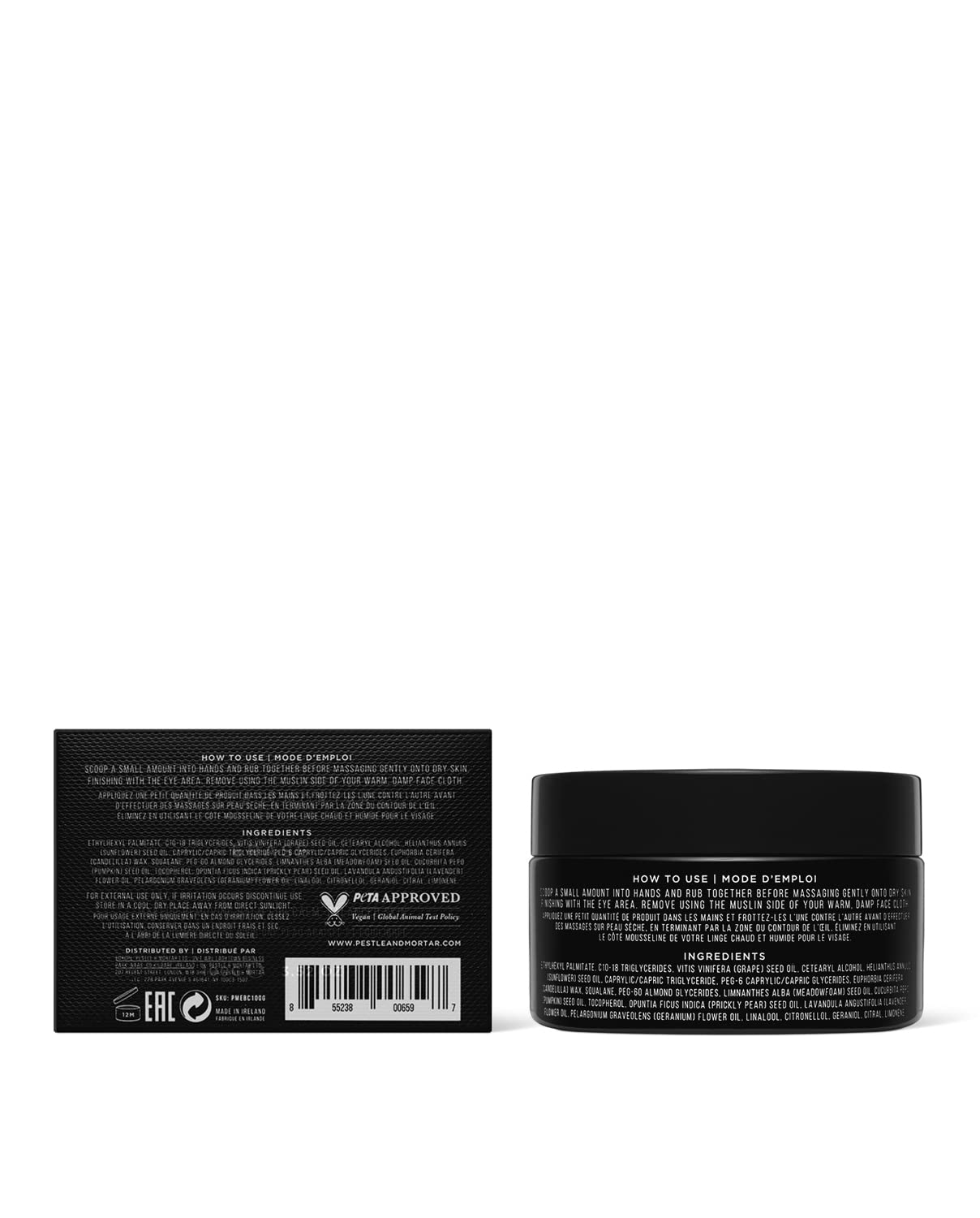 Pestle & Mortar - Bálsamo limpiador para desmaquillante, 100 g, con aceites naturales nutritivos, derrite maquillaje y protector solar