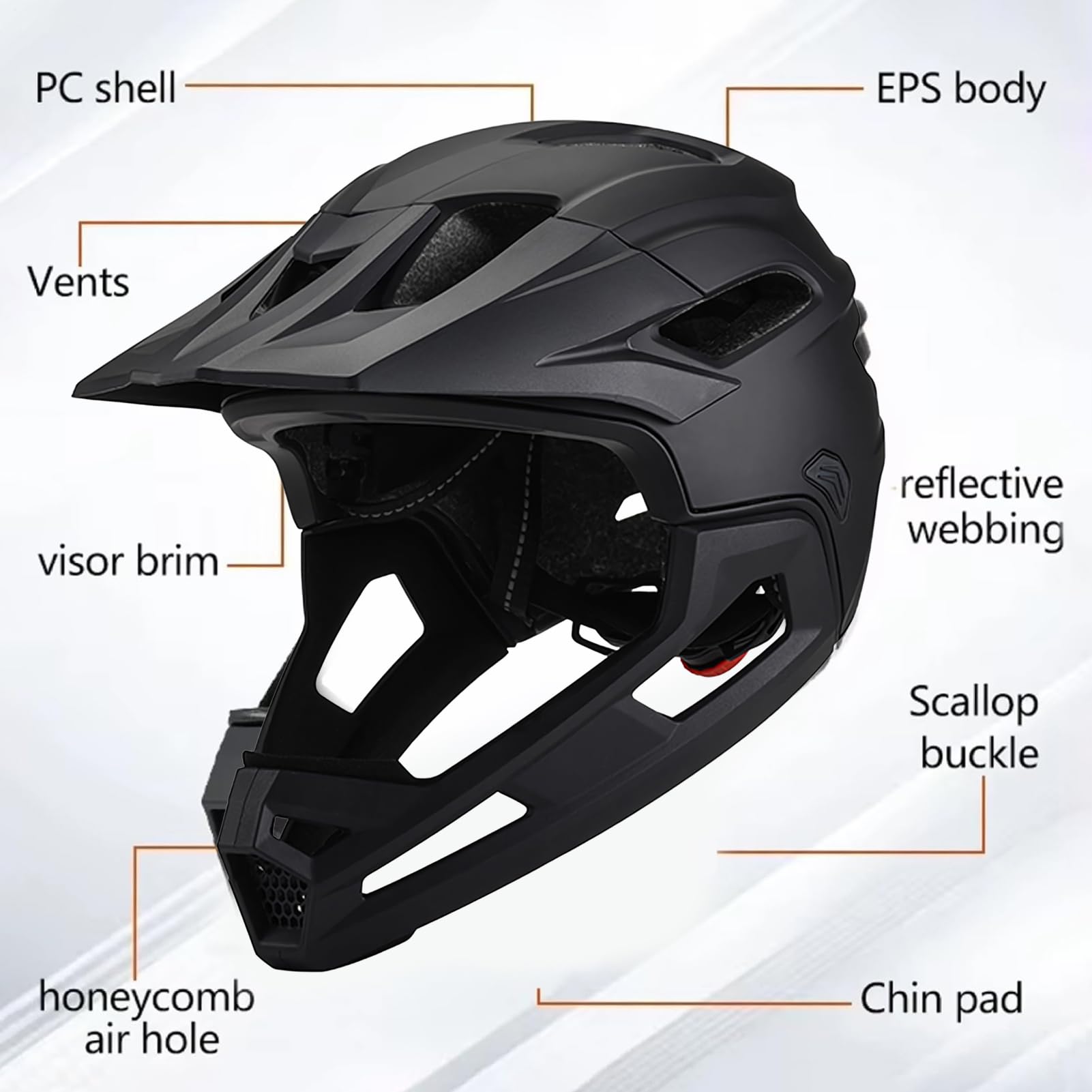 Mountainbike-Helm für Erwachsene | Outdoor-Helm mit Stoßdämpfer, Unisex, verstellbar, mit Visier und Kinnhalter, professionelle Schutzausrüstung für das Radfahren im Freien