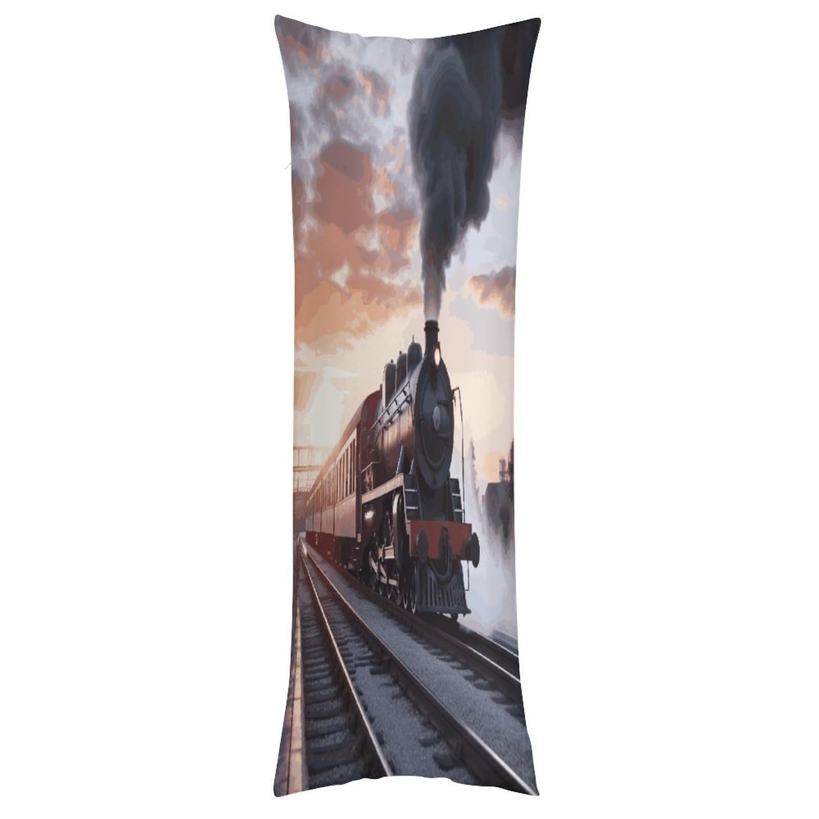 LDGSUPH Steam Train Depart Sunset Pillow Cases Soft Pillowcase with Invisible Zipper Wrinkle Resistant Pillow Covers Breathable Removable Pillow Protector for Bed Sofa Car 20"x54"