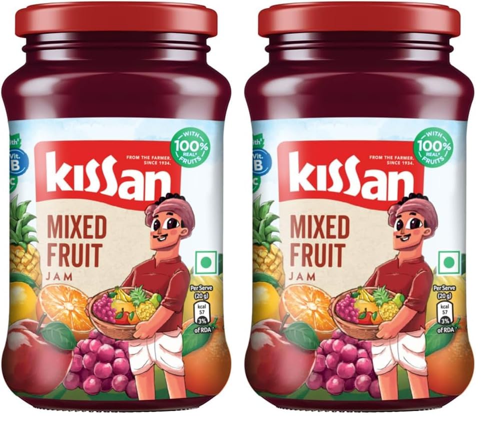 Image of Kissan Mixed Fruit Jam, With Fruit Ingredients, 500 g (Pack of 2)