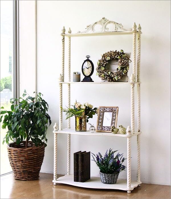 【4点】オープンラック セット 飾り棚 シャビー ホワイト ウッドラック まとめ 4点】オープンラック セット 飾り棚 シャビー ホワイト ウッド
