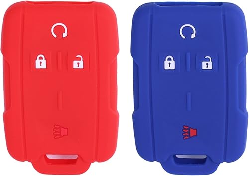 Miniatura 6 de 2 piezas XUHANG Sillicone - Funda protectora para llave de automóvil, para Chevrolet Silverado Colorado GMC Sierra Yukon Smart Remote Negro