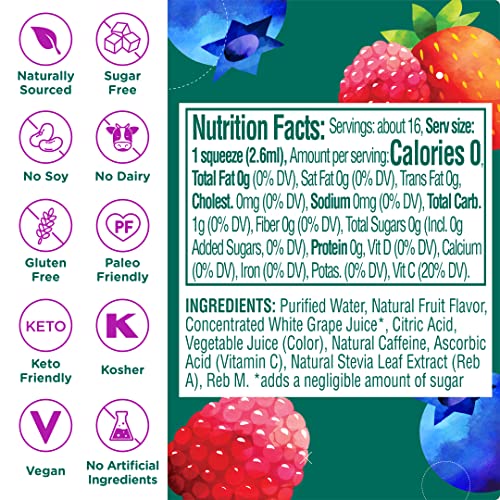Image of Stur Liquid Water Enhancer | Mixed Fruit with Caffeine| Sweetened with Stevia | High in Vitamin C & Antioxidants | Sugar Free | Daily Hydration & Workout Recovery | Zero Calories | Keto | Vegan (5 Pack)