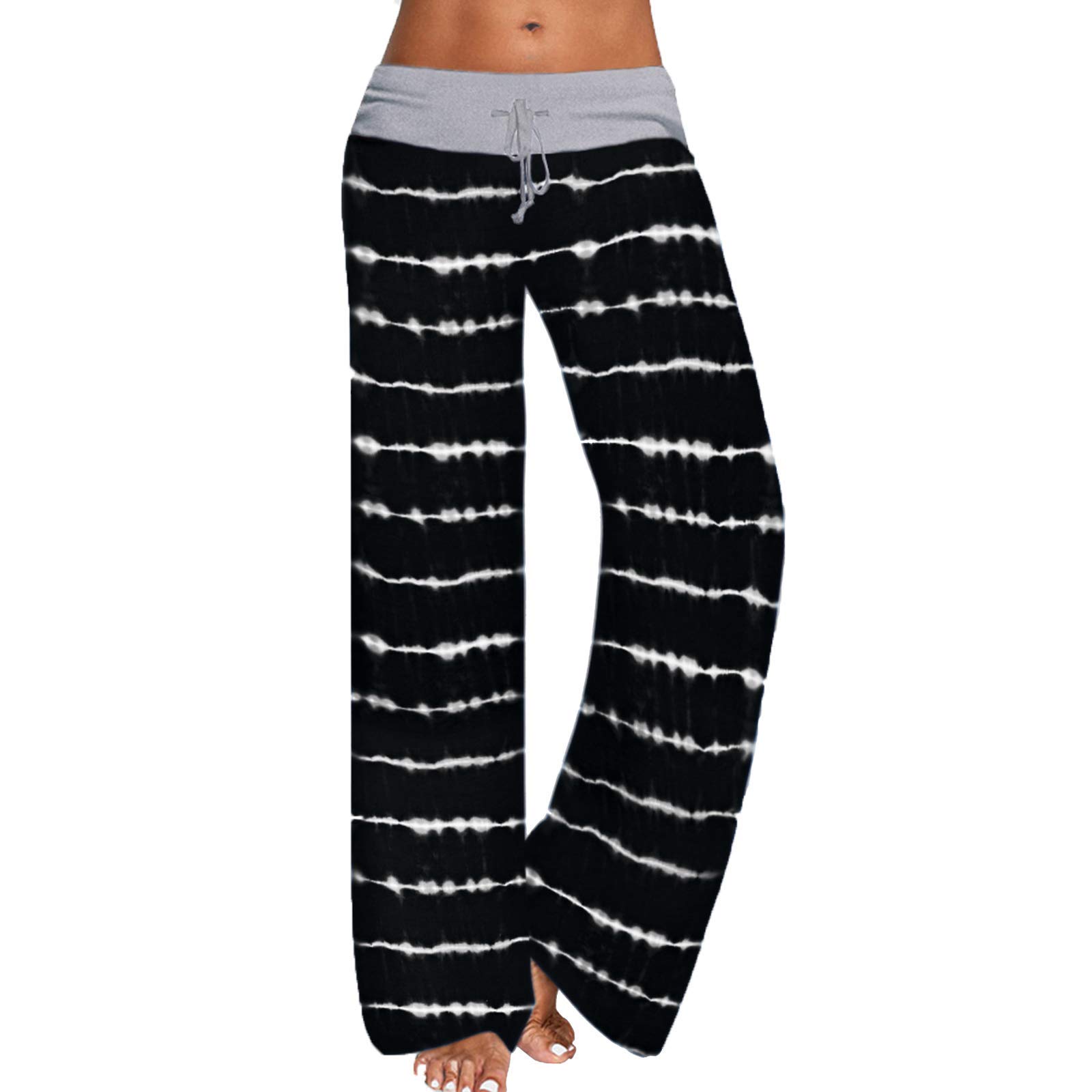 iniber Women's Comfy Pajama Pants Casual Lounge Pant Wide Leg Palazzo Stretch Drawstring Bottoms