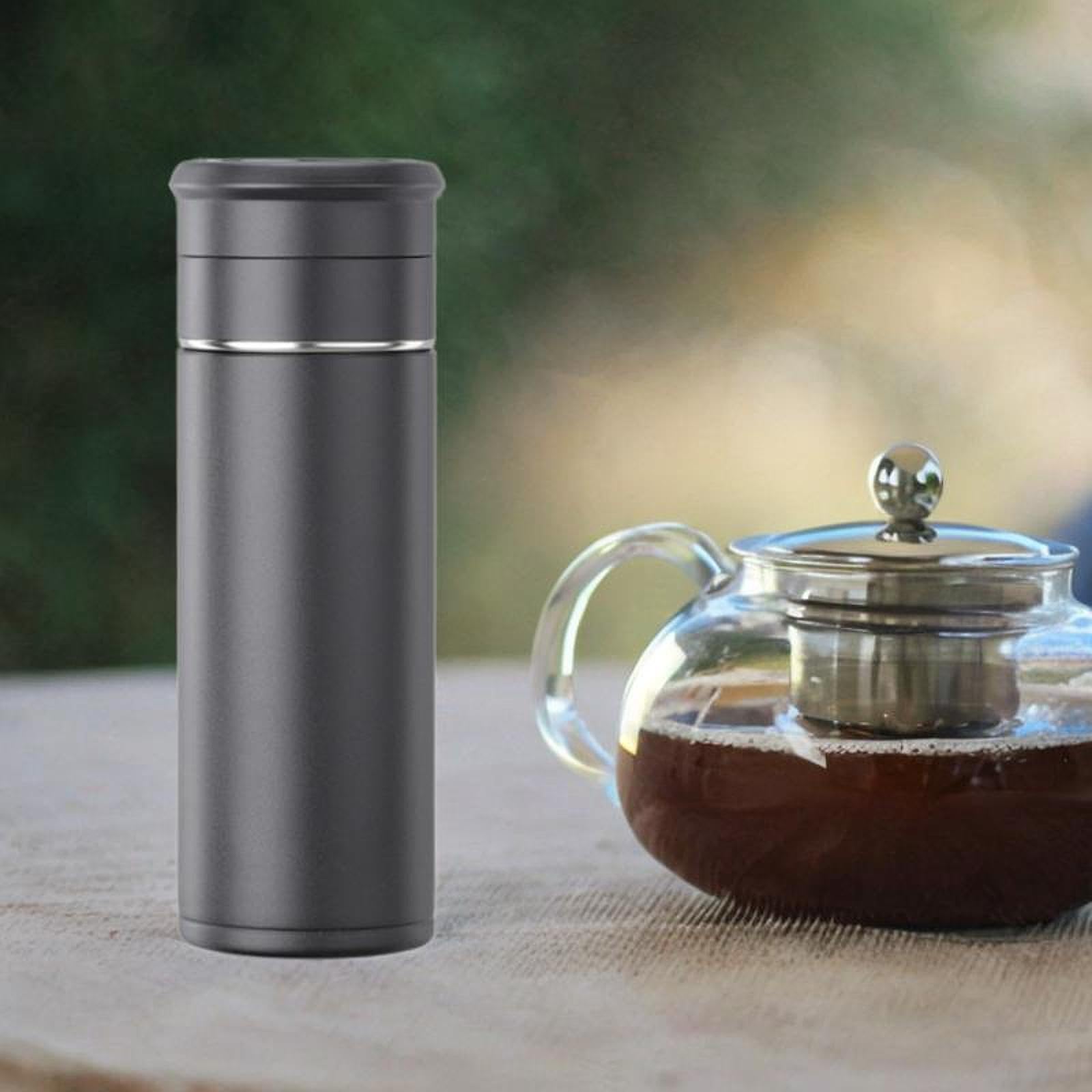 Qianly Botella Infusora de Té con de 500 Ml, Portátil Y Ligera, con Separador de Té, Ideal para Mochileros Y Actividades Al Aire Libre, Negro Sólido, tal como se describe