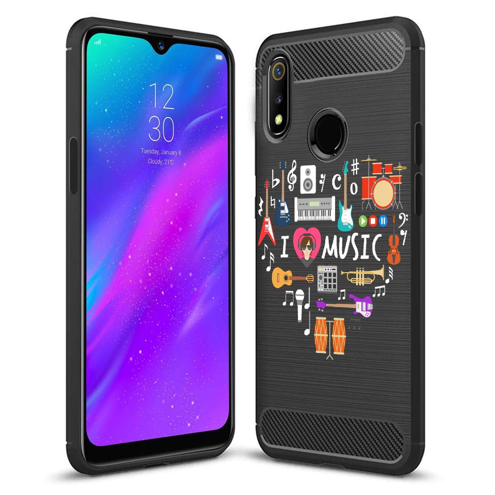 Fashionury "Music Lover Realme 3 Pro Printed Rugged Armor Back Cover with Full Proof Protection, Stylish Design and Premium Look Back Case Cover for Realme 3 Pro