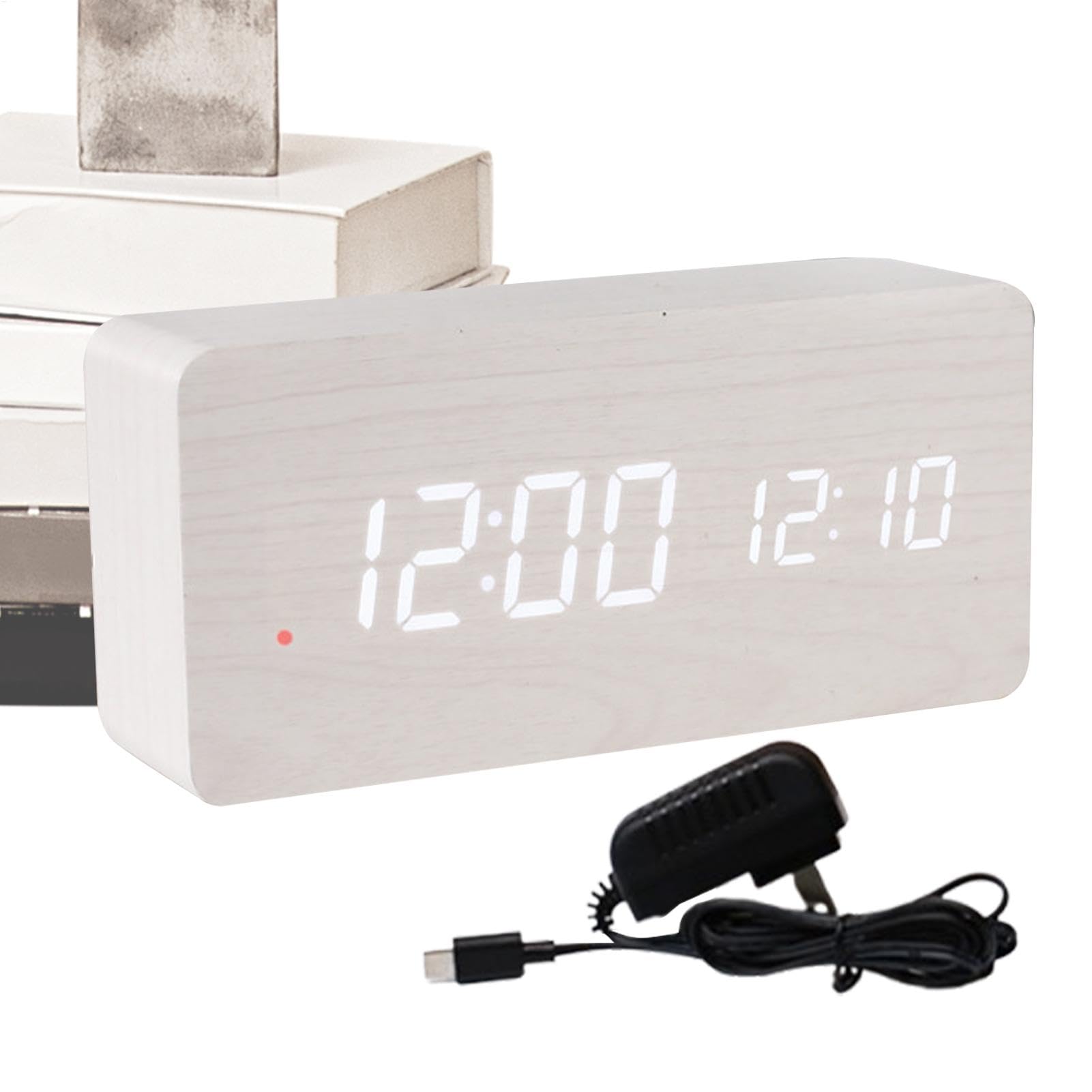 Reloj LED Digital de Madera - Elegante Reloj Despertador Digital con
