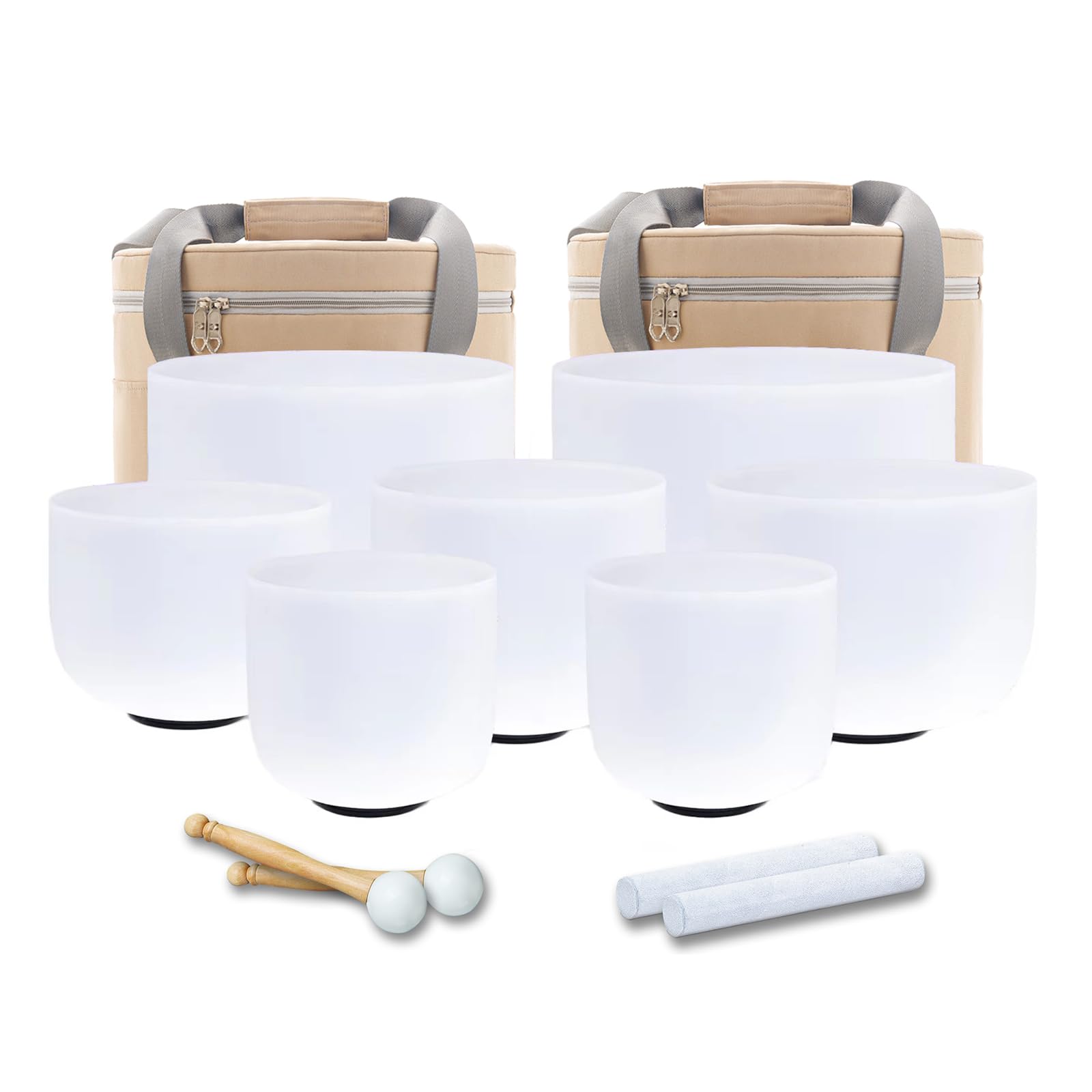 Hye-eun Juego de cuencos de cristal de 432 Hz, 6 – 12 pulgadas, perfectos de cuarzo, juego de 7 cuencos tibetanos para sanación de sonido, relajación y alivio del estrés, con 2 bolsas de transporte