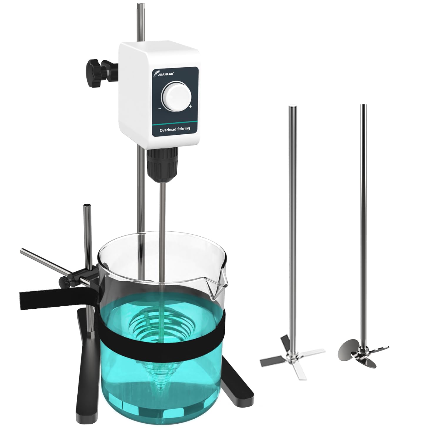 JOANLAB OS-5E mieszadło Overhead Stirrer, mieszadło laboratoryjne 24 W z mieszadłem i stojakiem ze stali nierdzewnej, analogowy regulator obrotowy 100-1200 obr./min, do maks. 10 l i 20000 mPas