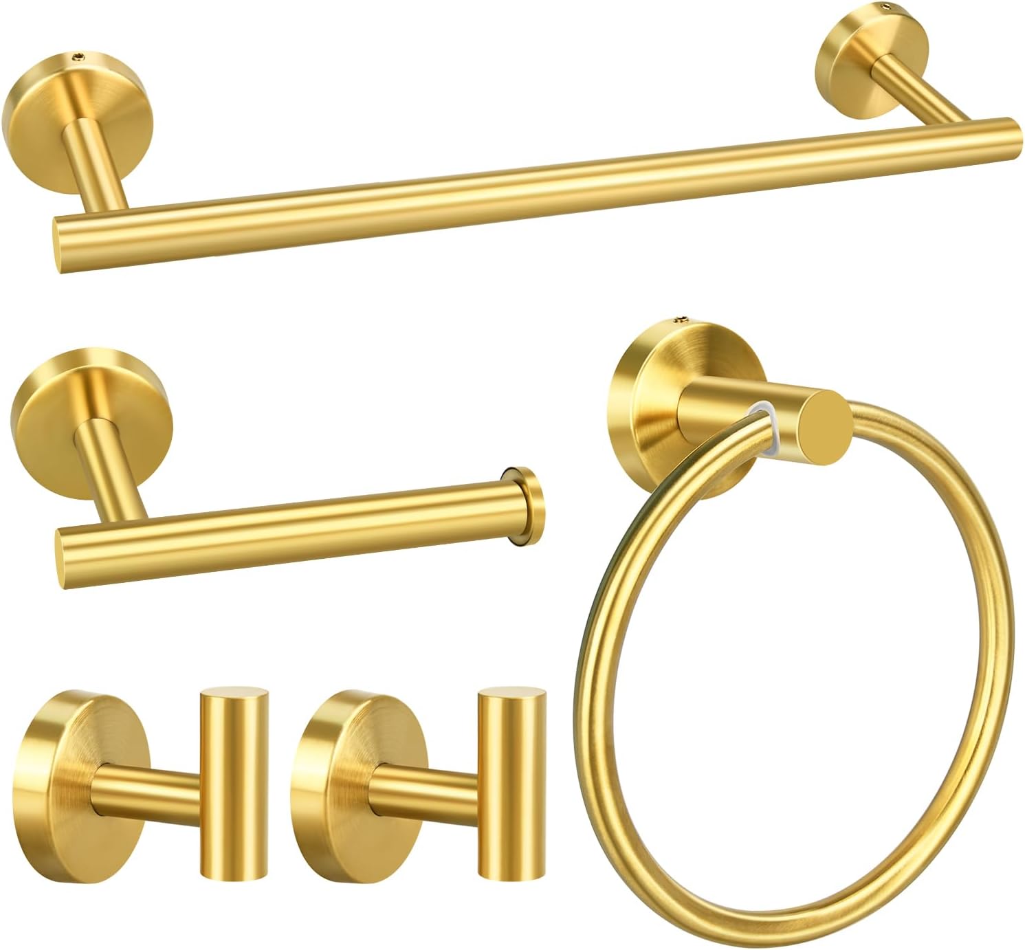 5Piece Bathroom Hardware Set Brushed Gold 40.6cm Towel Bars Toilet Paper Holders Towel Rings HooksModern Bathroom Accessories for Stylish Decor