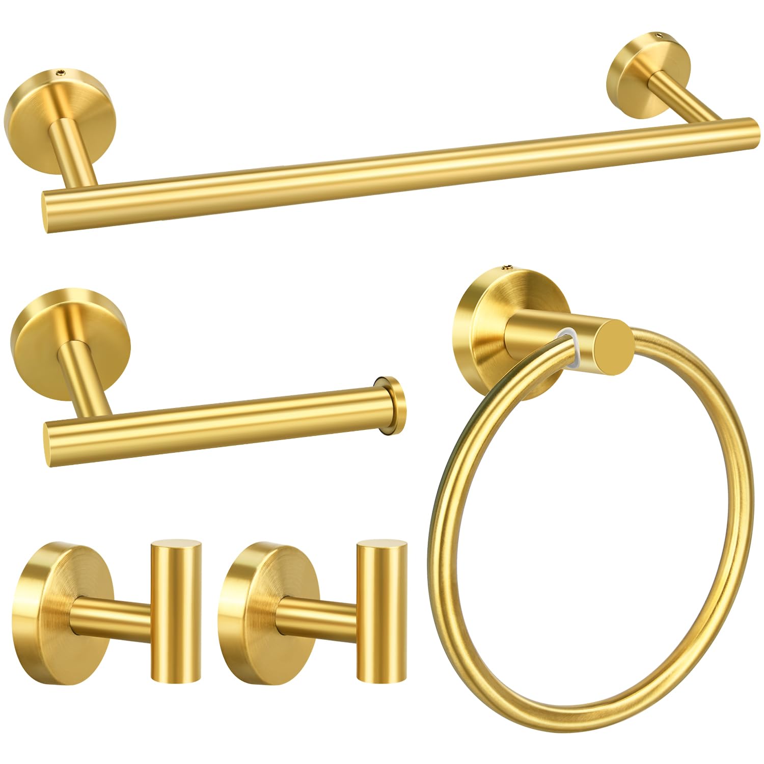 5Piece Bathroom Hardware Set Brushed Gold 40.6cm Towel Bars Toilet Paper Holders Towel Rings HooksModern Bathroom Accessories for Stylish Decor