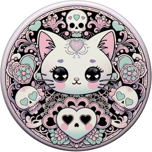 Miniatura 3 de PopSockets PopGrip estándar para gatos góticos, góticos, pastel