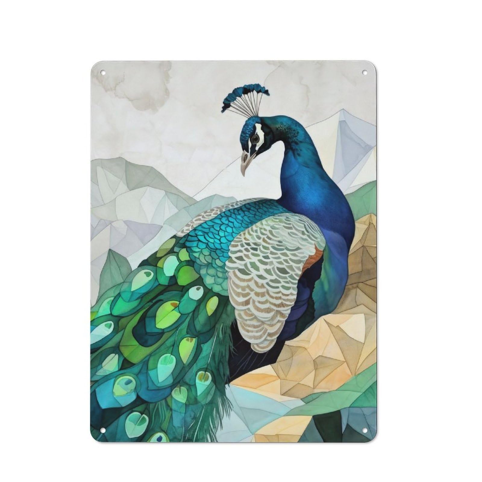 Junmoney Peacock Bird Animal Art Printed Metal Sign 40X30cm For Café Or Restaurant, For Hospitality Interior Collectors