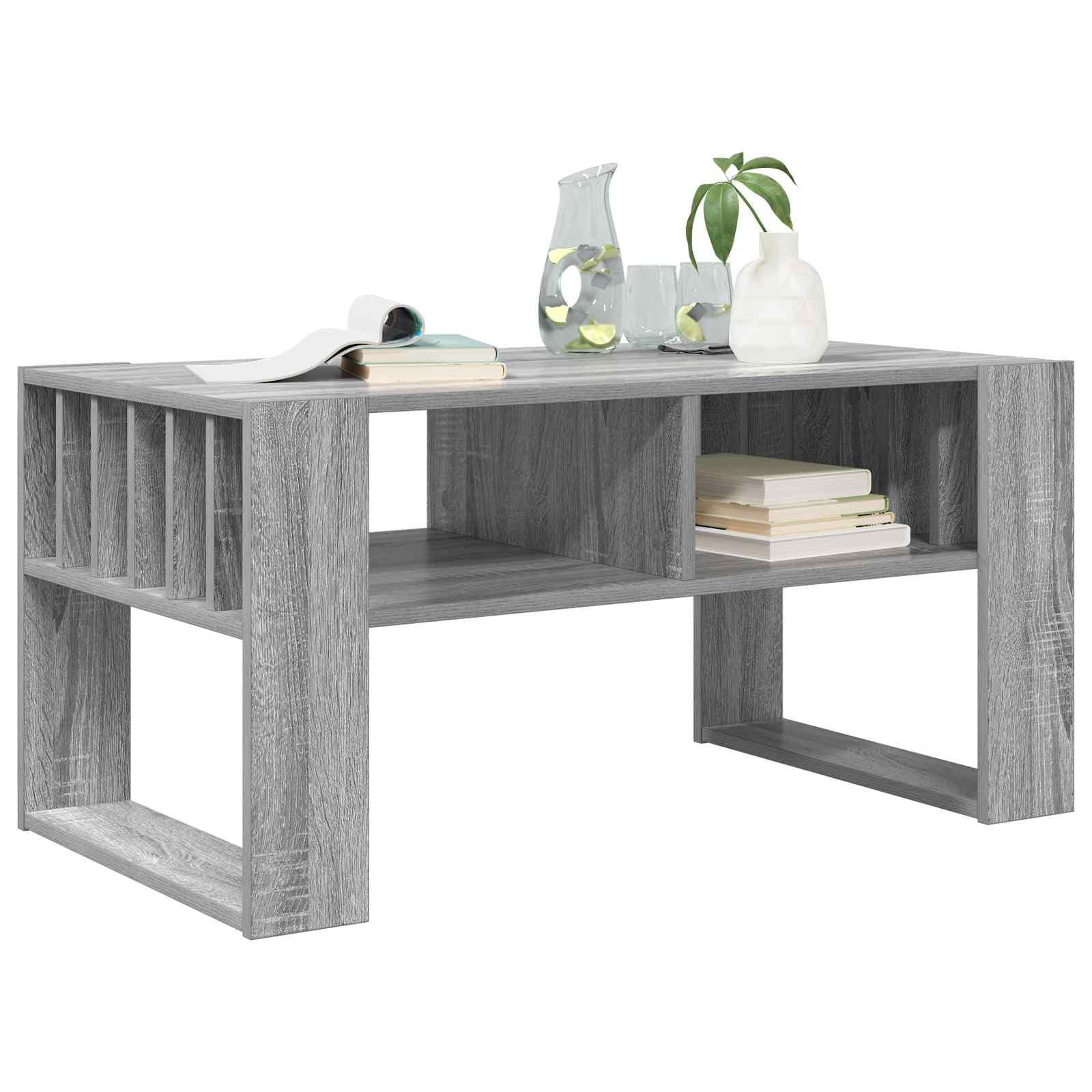 vidaXL Coffee Table Grey Sonoma 92 x 49.5 x 45 cm Engineered Wood, Stylish Coffee Table, Rectangular Design, Durable Engineered Wood, Functional Living Room Furniture, Contemporary Indoors Accent