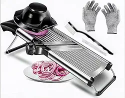 Mandolin, Mandoline Profissional, Fatiador de Legumes, Mandoline, 12 * 40 * 12CM, Pode Ser Cortado e Triturado Mandolim, Disponível Em Quatro Espessuras Ajustáveis Fatiador de Legumes