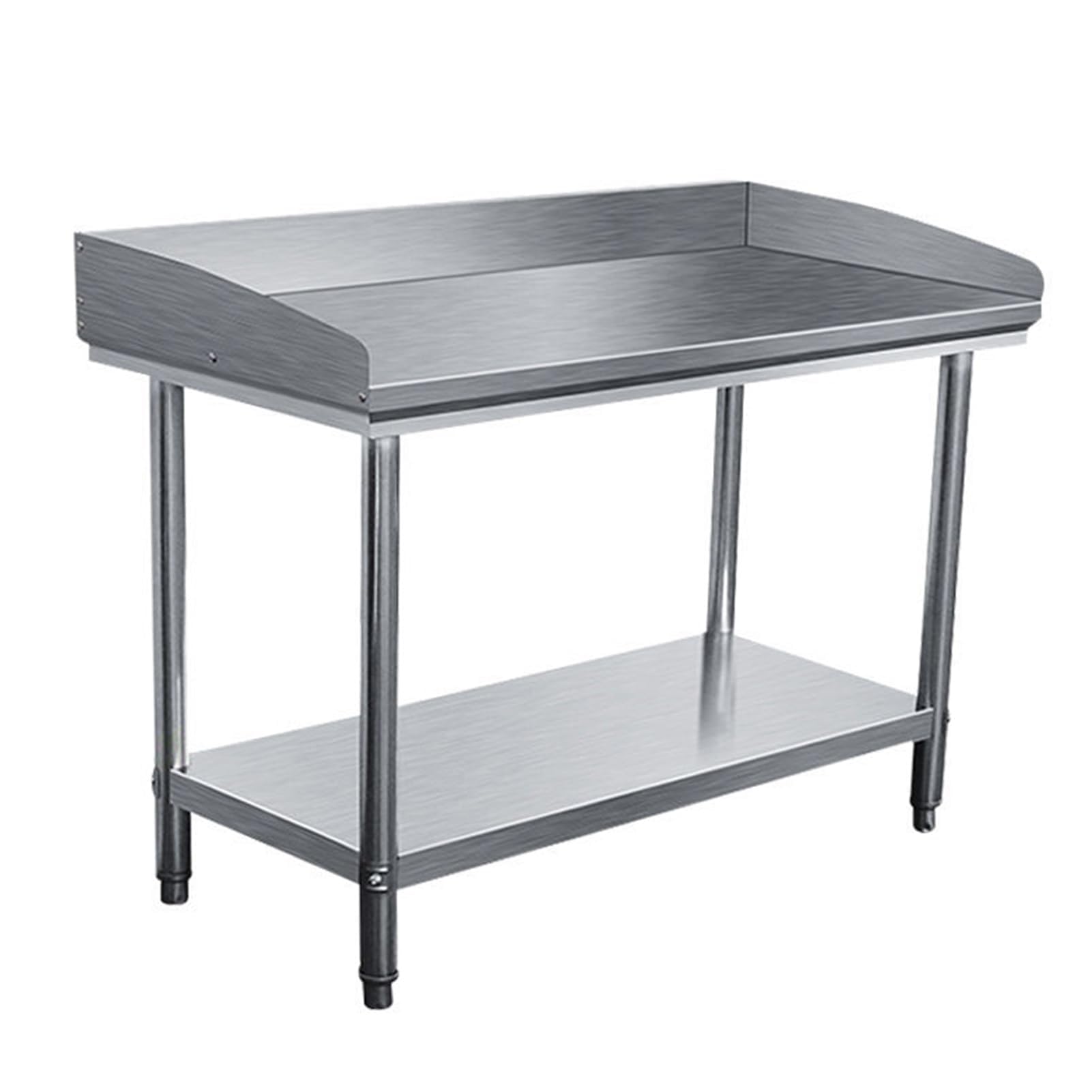 Tavolo da lavoro in acciaio inox con paraspruzzi tavolo da cucina commerciale con ripiano regolabile e gambe, perfetto per ristoranti e preparazione di cibi (90 x 50 x 80 cm)