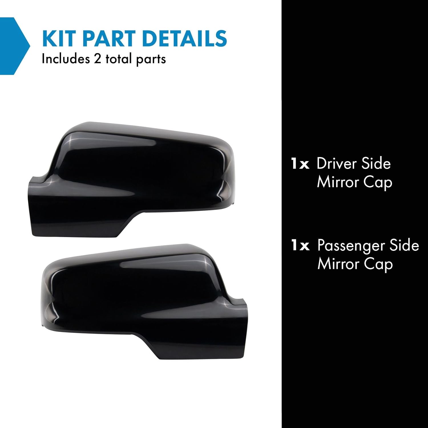 TRQ Mirror Cap Set Driver & Passenger Side Compatible with 2019-2021 Ram 1500