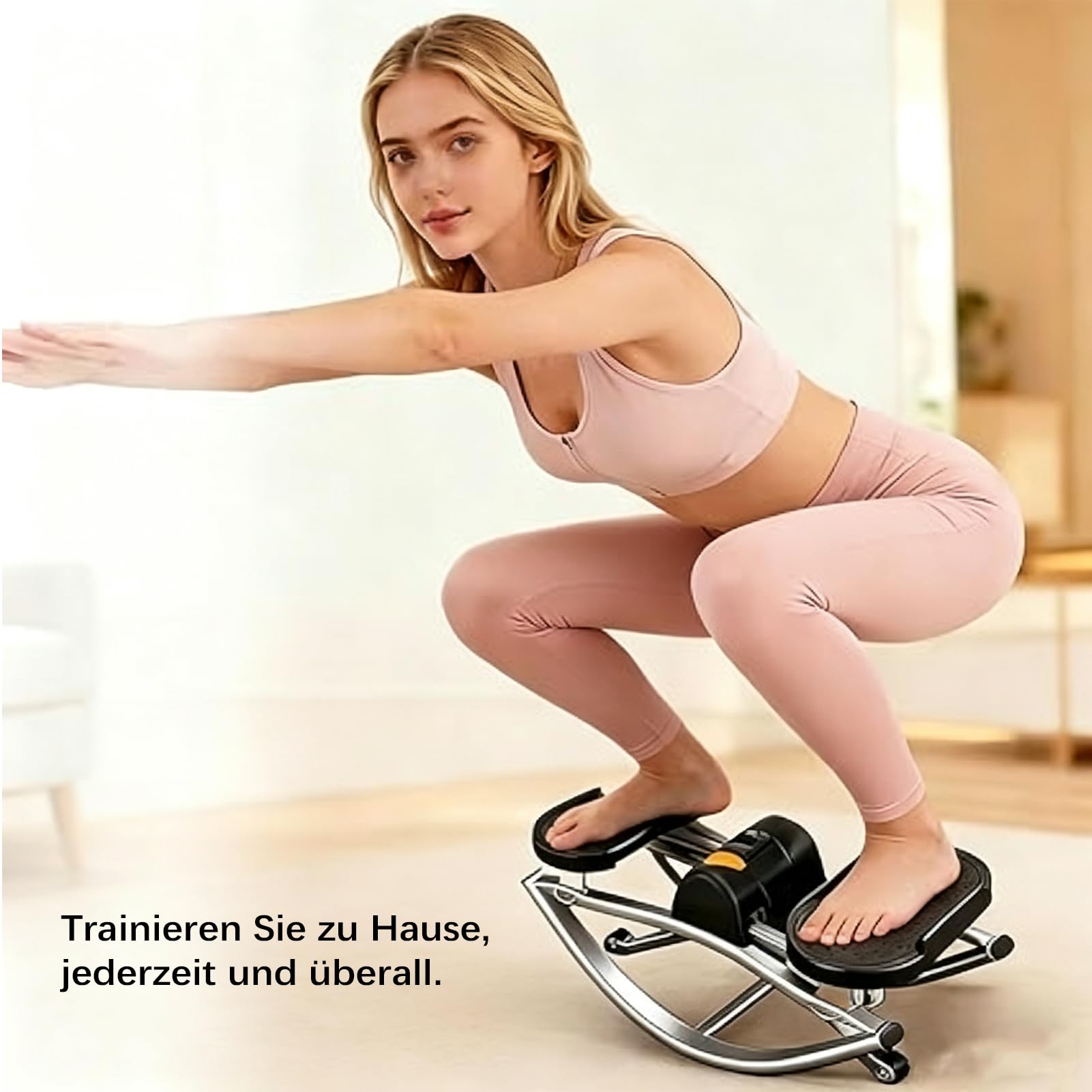 Stepper à Mouvement Latéral Portable | Machine de Fitness Compacte pour Maison, Bureau, Salon | Entraînement Abdominaux, Jambes, Fessiers avec Bandes de Résistance