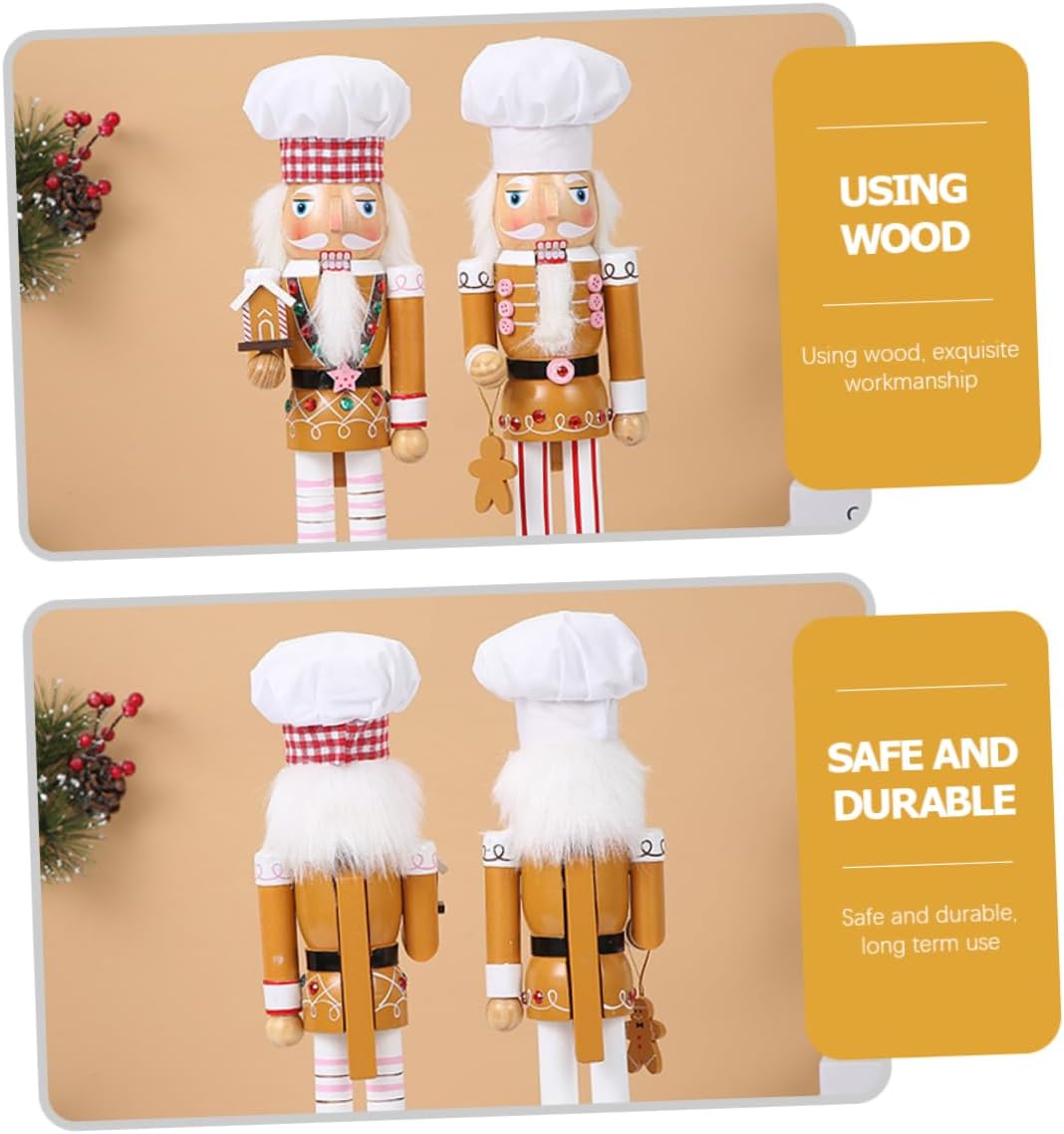 IMIKEYA Christmas Wooden Nutcracker Decoration Chef Gingerbread Man Figure Festive Ornament for Home Tabletop Holiday Decor