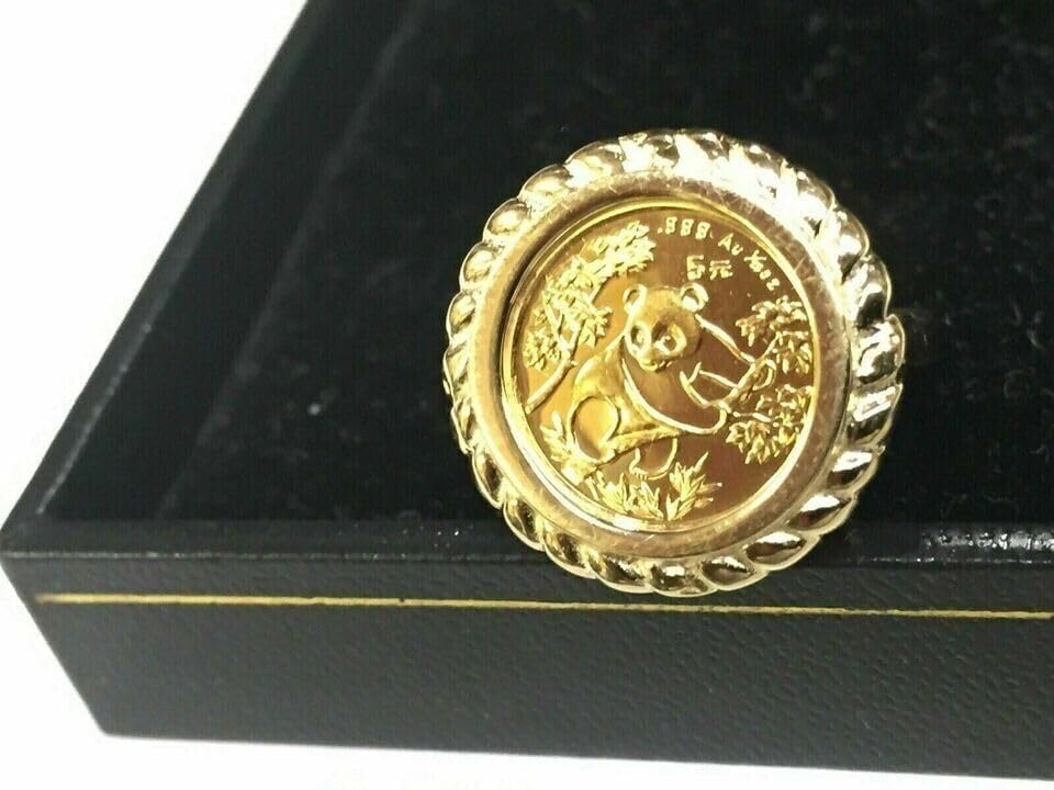 Prabha_Jewels 14K Yellow Gold Plated CHINESE PANDA BEAR COIN Beauty Vintage Wedding Gold Ring 925 Sterling Silver.