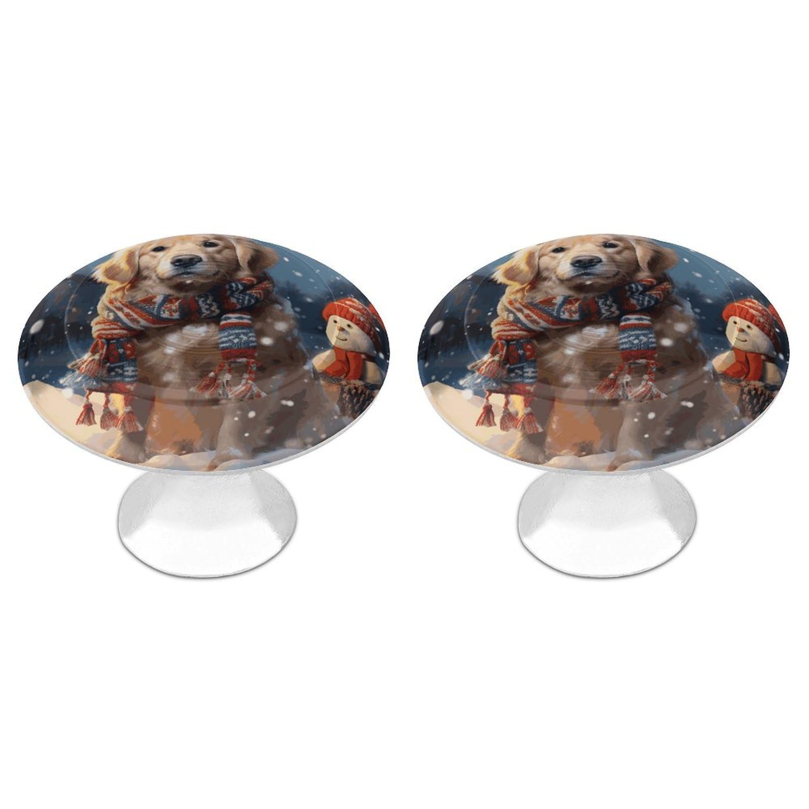 Fekiloot Style Merry Christmas Cute Dog Snowman Cabinet Knobs 2 Pack Stainless Steel Round Dresser Drawer Knobs Kitchen Drawer Hardware Dresser Knob Closet Door Pulls Cabinet Handles For Cupboard Drawer Pulls