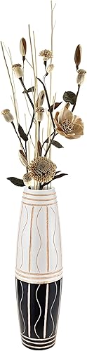 Miniatura 5 de Jarrón de madera de mango de dos tonos en blanco y negro de 14 pulgadas  Decoración moderna para el hogar  Cocina dormitorio sala de estar