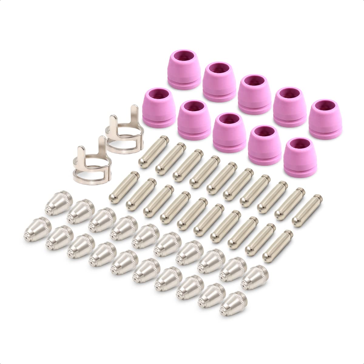 52pcs AG-60 SG-55 WSD-60 Plasma Cutting Consumables Kit 10pcs Shield Cups 20pcs Electrodes 20pcs Tips 2pcs Stand Off