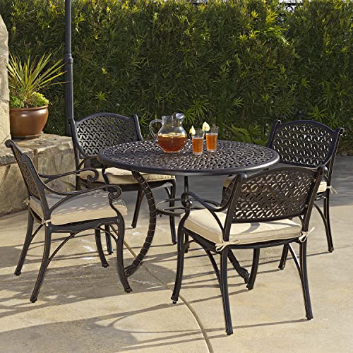 Kinger Home 5-Piece Outdoor Patio Dining Set For 4 Cast Aluminum Patio Furniture Set Table And Chairs Set Of 4 Wth Cushions #TOP1