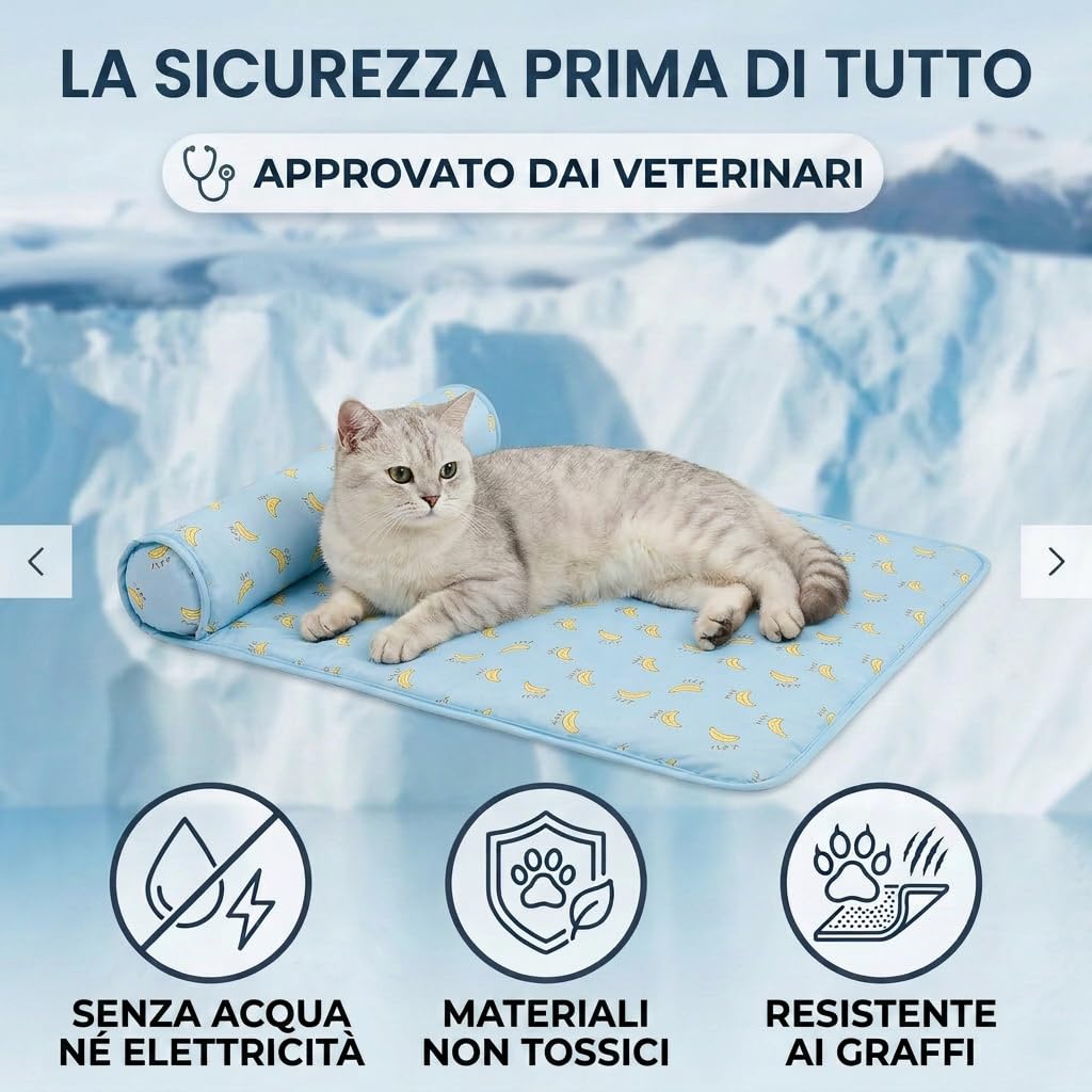 arvento tappetino rinfrescante per gatti, fresco seta ghiaccio M L | tappeto refrigerante cane, materassino auto-raffreddante senza gel fondo antiscivolo lavabile letto estivo traspirante