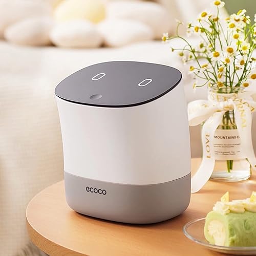 WudTus Small Trash Can with Angled Neck, Cute Desktop Trash Can with Press-Top Lid for Kitchen Office Bedroom, Mini Countertop Garbage Bin, White &