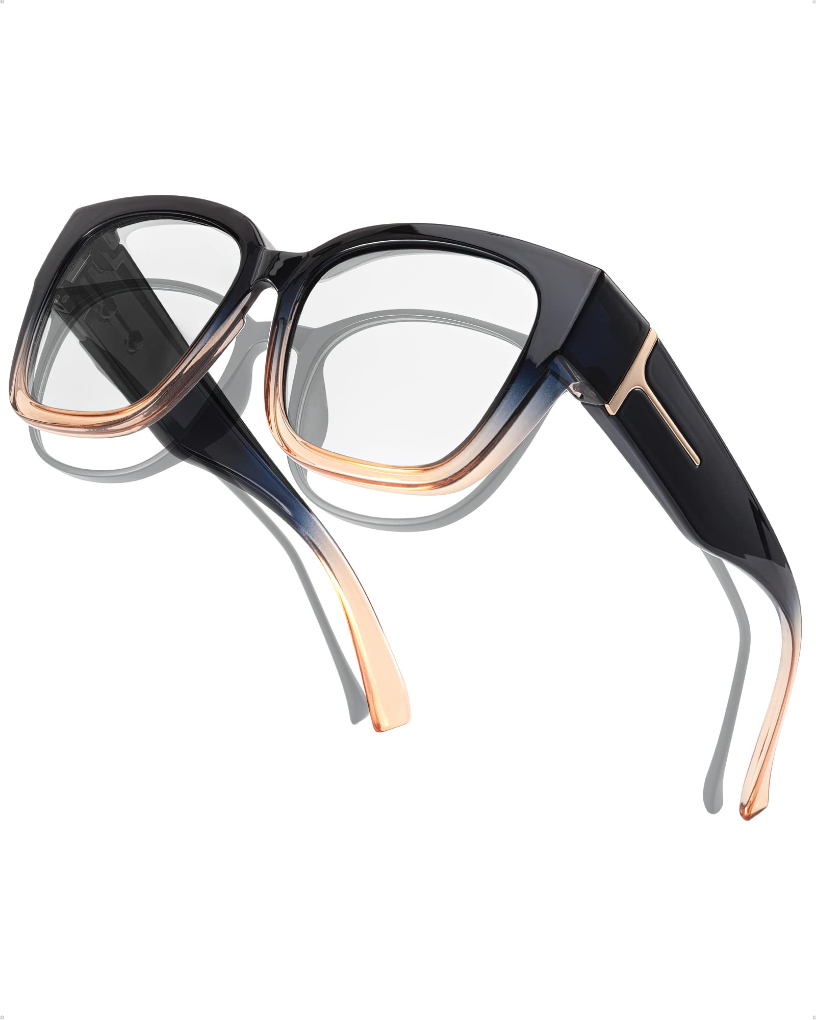 IGnaef Oversized Fit Over Blue Light Blocking Glasses for Women Men Lightweight TR90 Frame BL7511