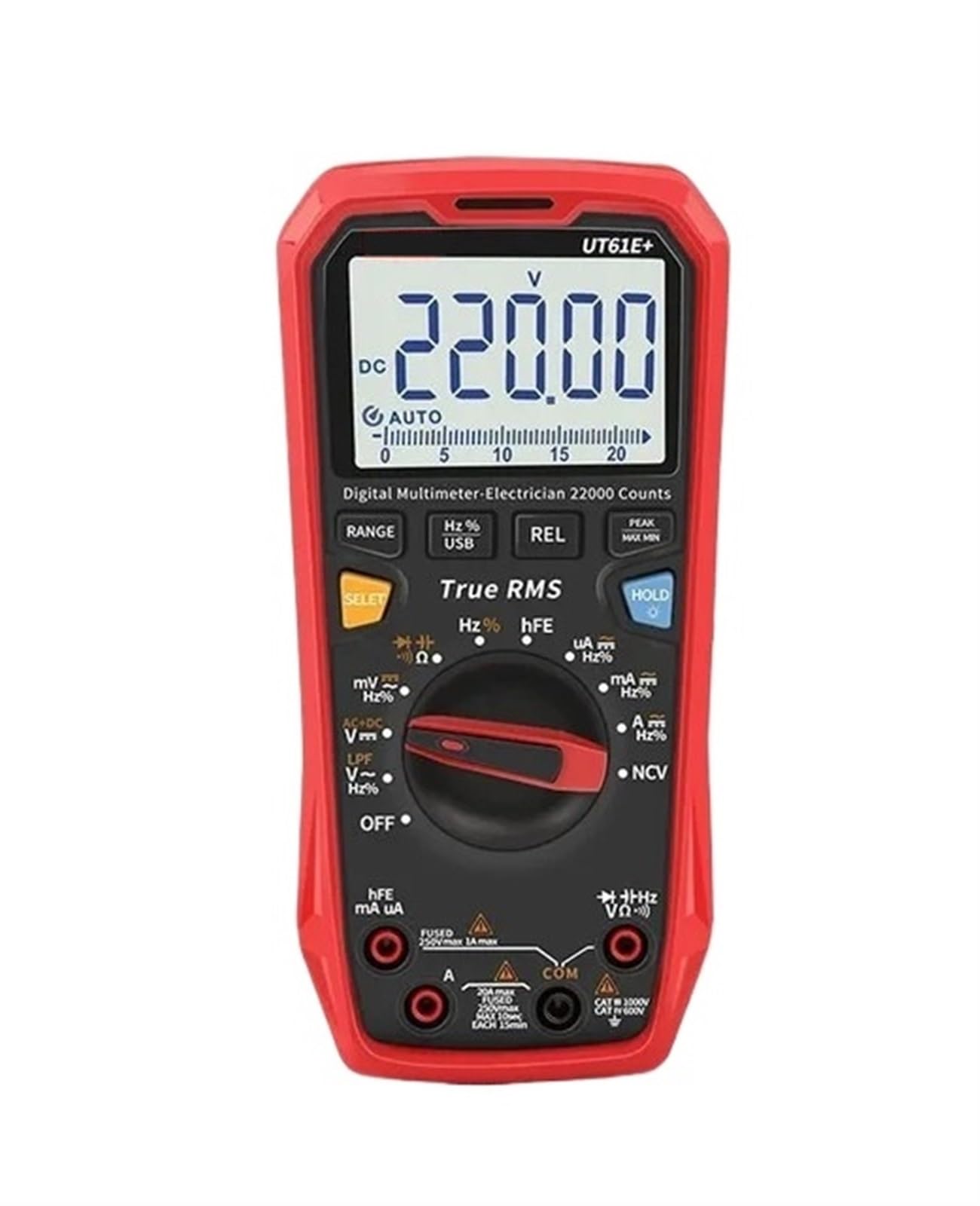 UT61E+ Cyfrowy wyświetlacz Inteligentny multimetr True RMS Wysoka precyzja 1000 V AC DC Tester napięcia 22000 zliczeń Miernik prądu