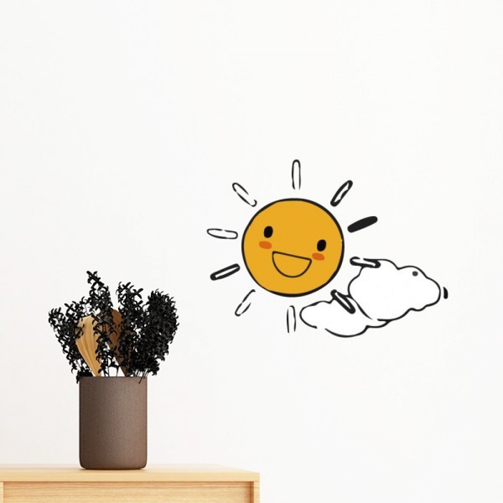 Autocollant mural météo sun nuage sticker vinyle amovible 60cm de décoration pour chambre