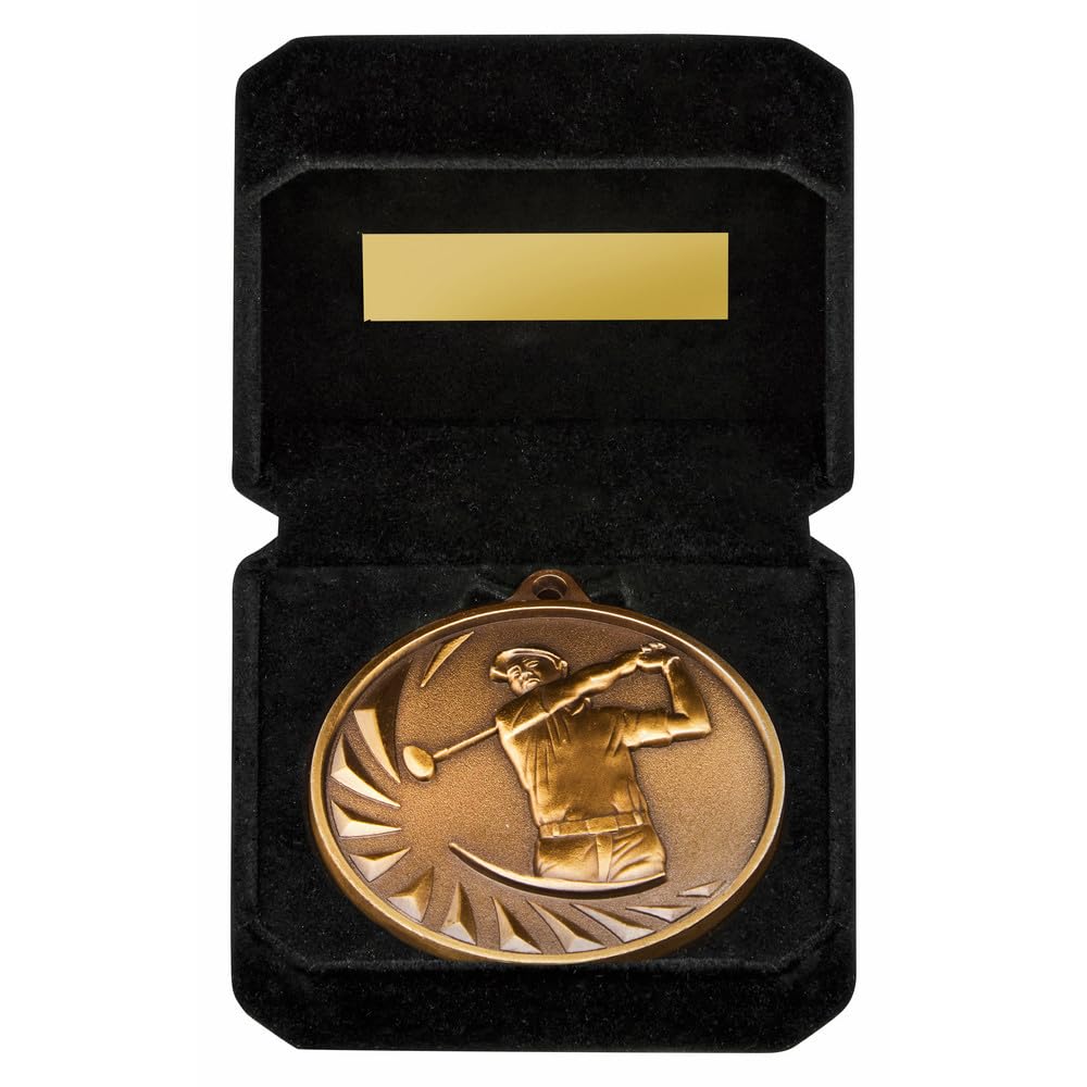 70mm Golf Gold Medal with Black presentation Box Free Engraving 1959A-TWT