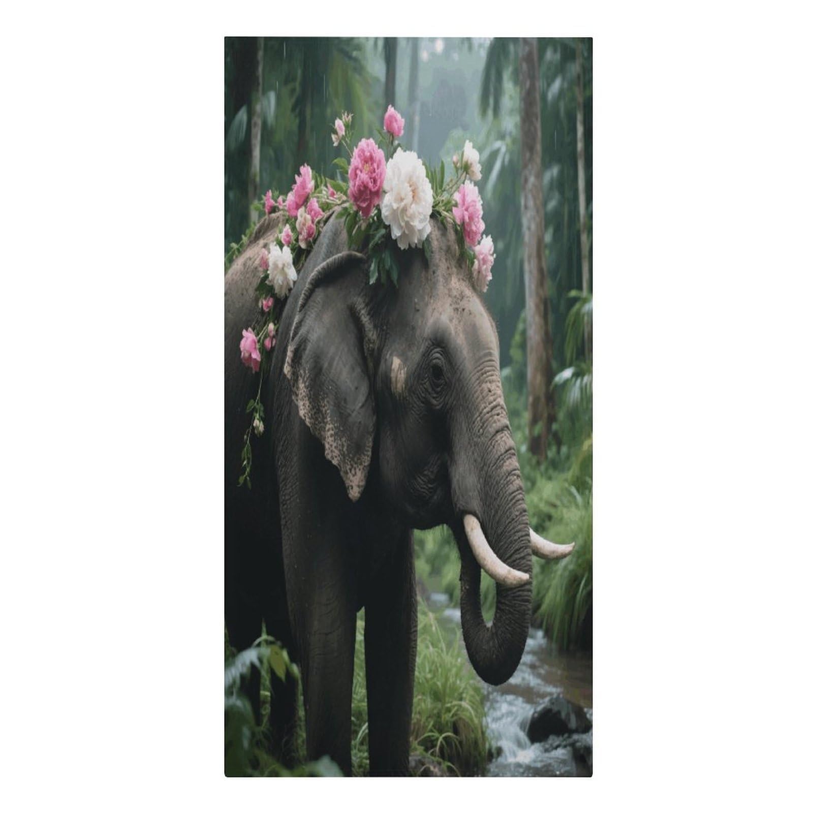 VstaDank Flower Elephant Beach Towel Vacation Essentials Sand Free Soft Quick Dry Swim Towels 61"x30" Modern Extra Large Towels Lightweight Microfiber Beach Towel for Swimming Pool